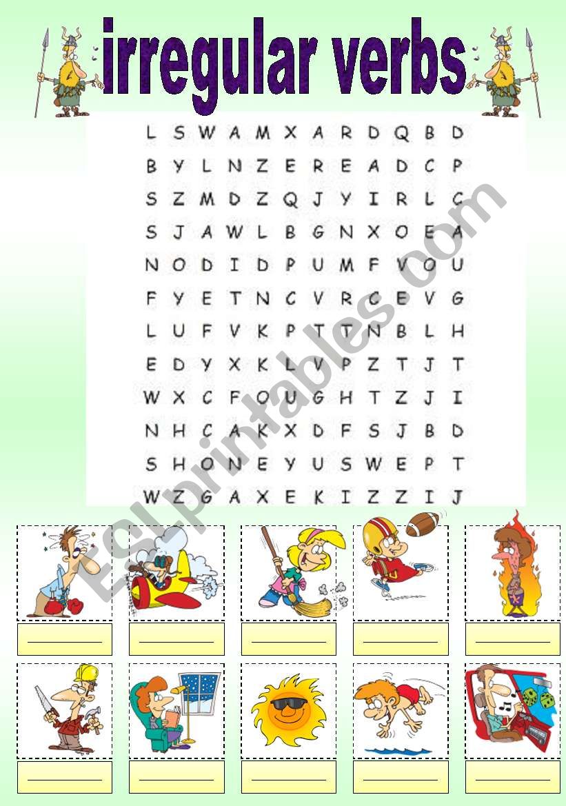 irregular verbs wordsearch 1 (answer key included)