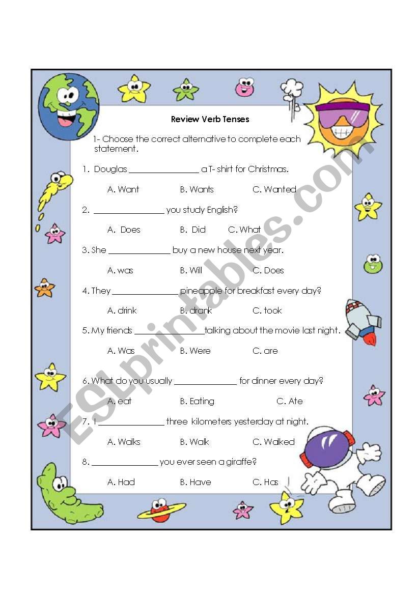 Review Verb Tenses worksheet