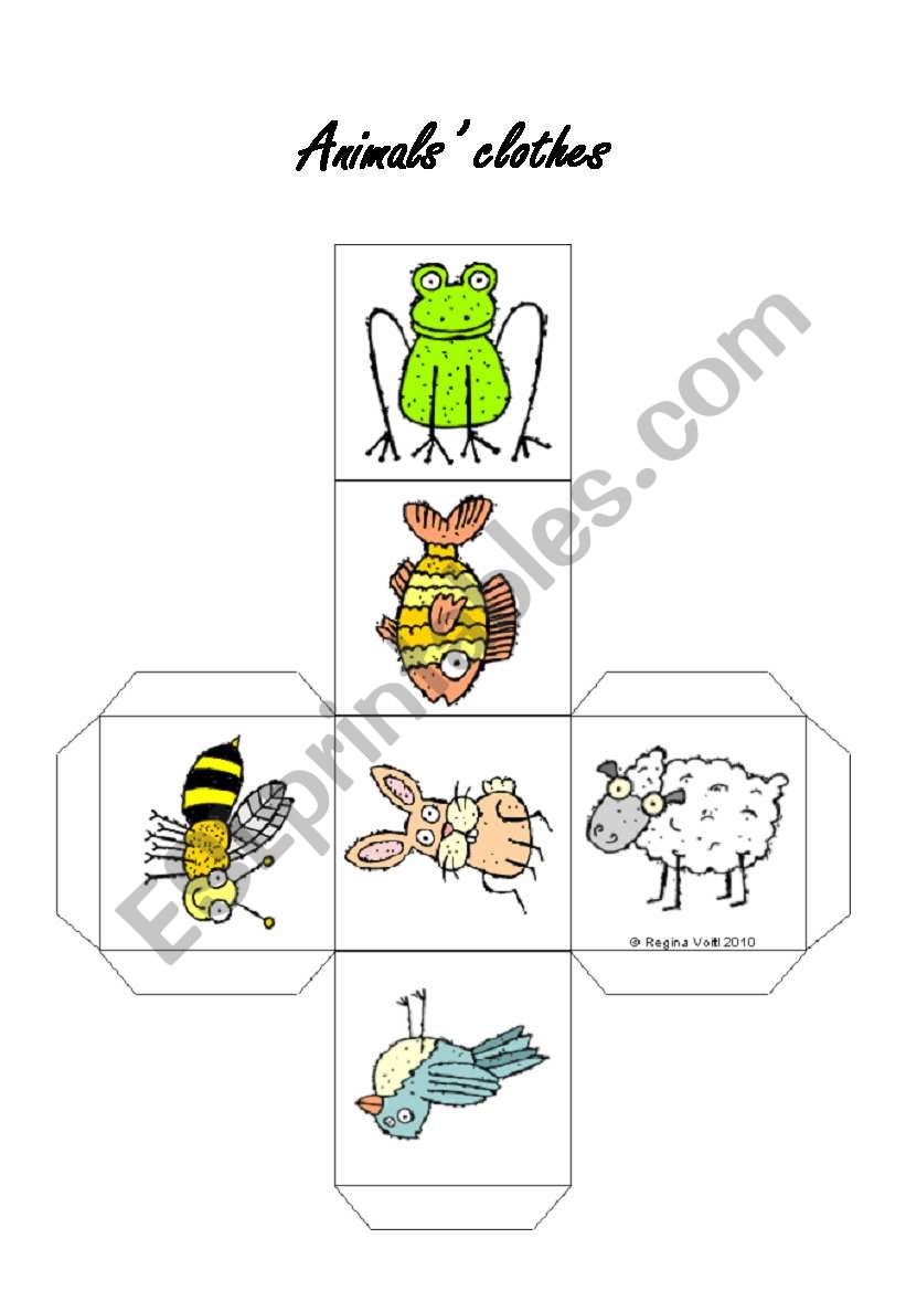 Animals and their clothes Cube Dice Game 