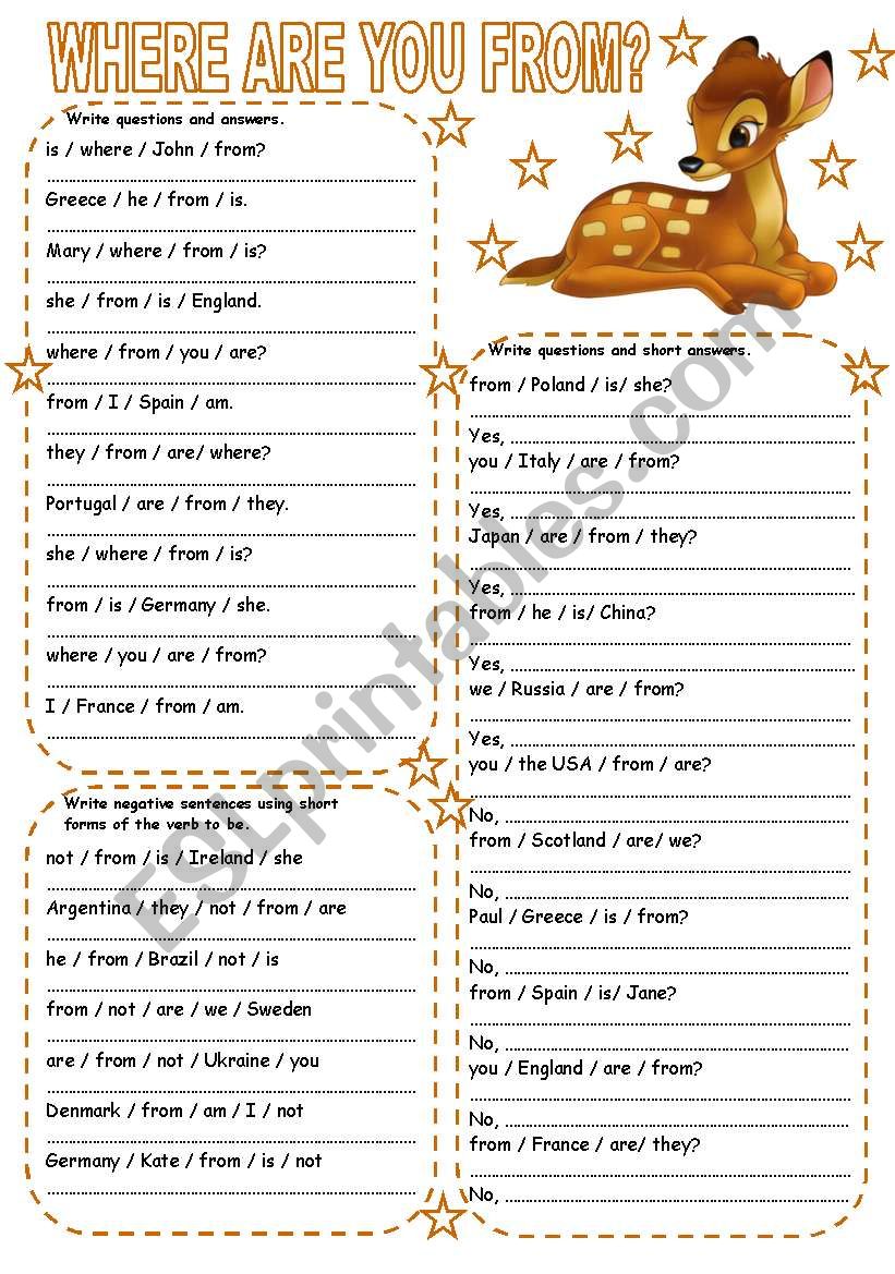 Where are you from? worksheet