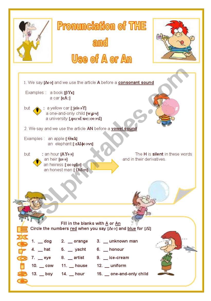 Pronunciation of THE and use of the article A or An