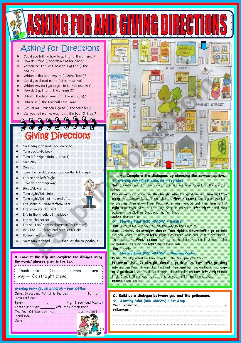 ASKING FOR AND GIVING DIRECTIONS - FULLY EDITABLE