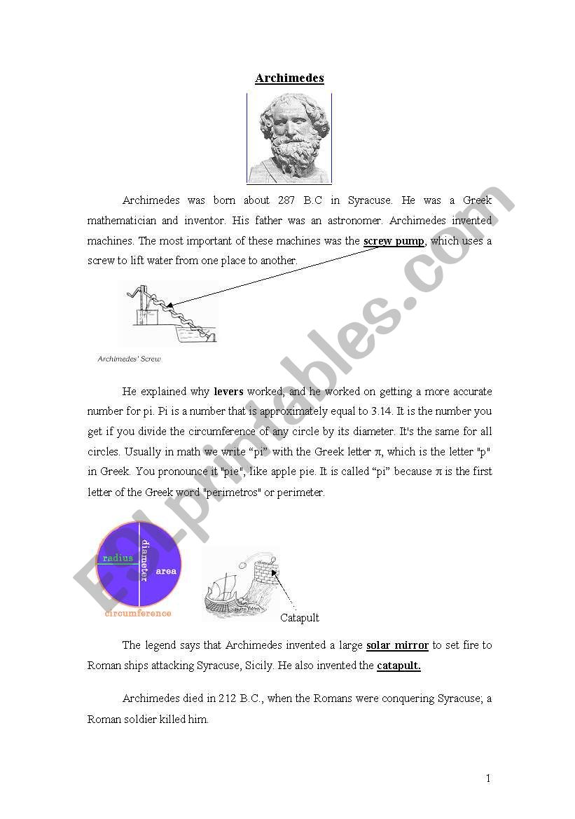 Archimedes 1 worksheet