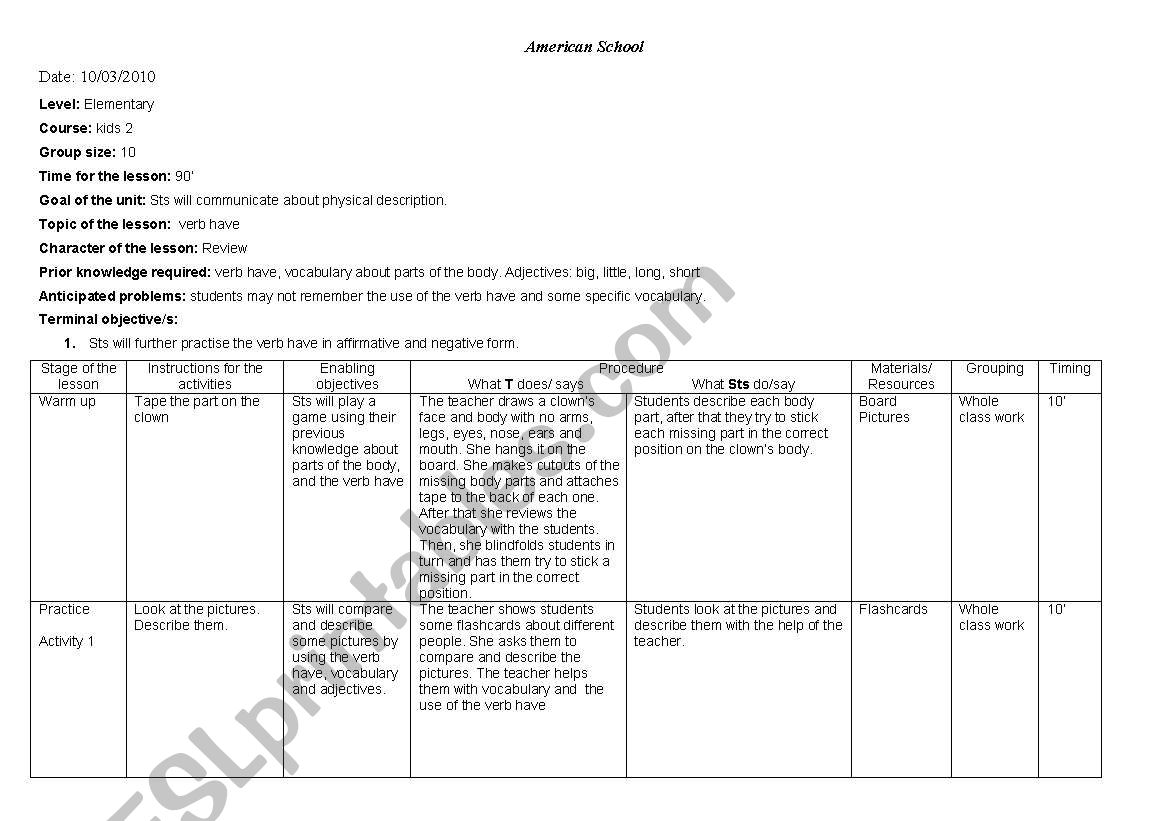 have/has  worksheet