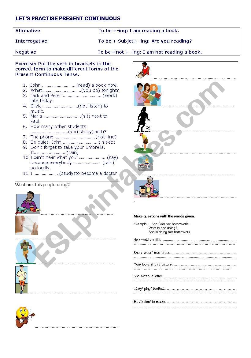 Present Continuous worksheet