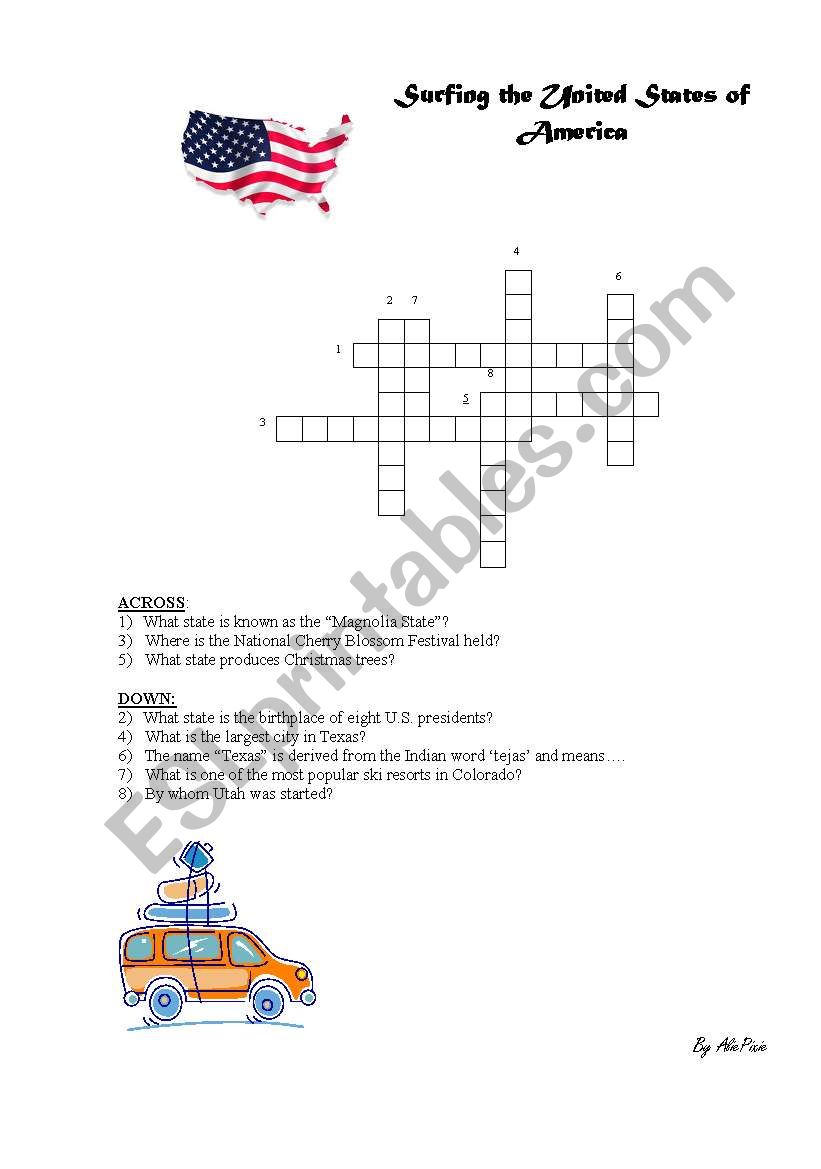 Surfing the USA worksheet