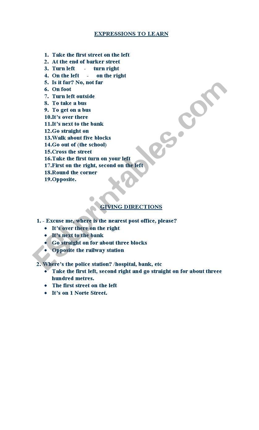 expressions to learn worksheet
