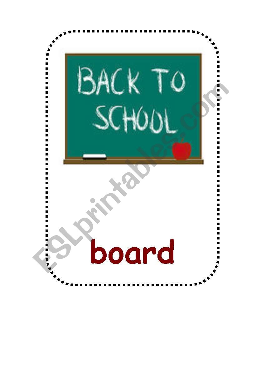 school objects flashcards worksheet