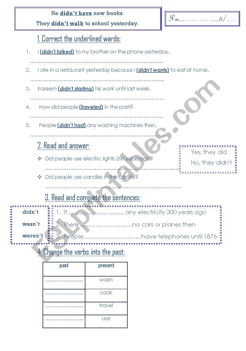 simple past worksheet