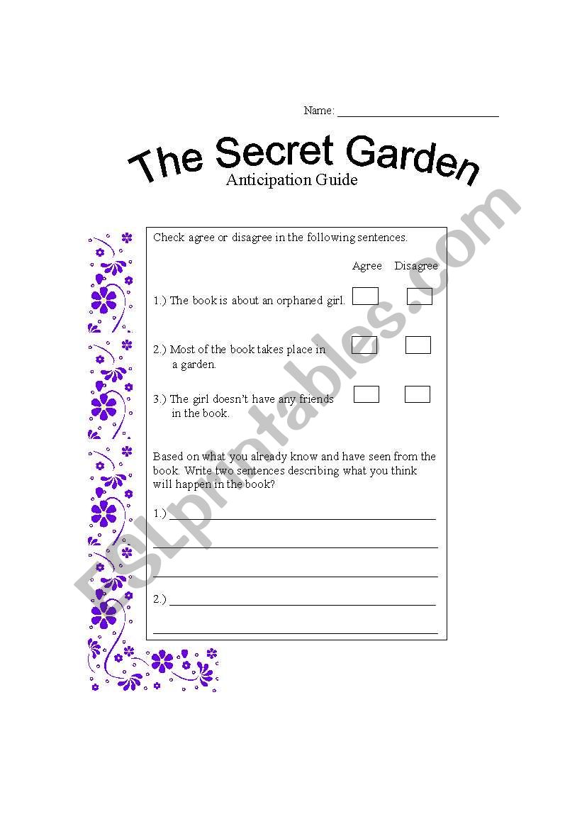 The Secret Garden Anticipation Guide