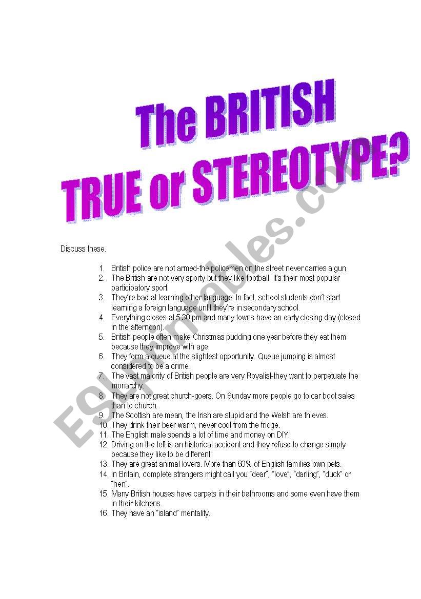 The British: True or sterotype?