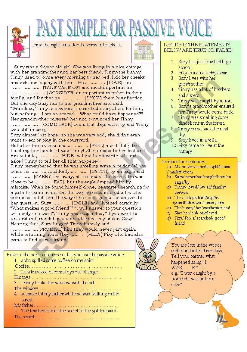 Tinny-the bunny (Past Simple or Passive voice)