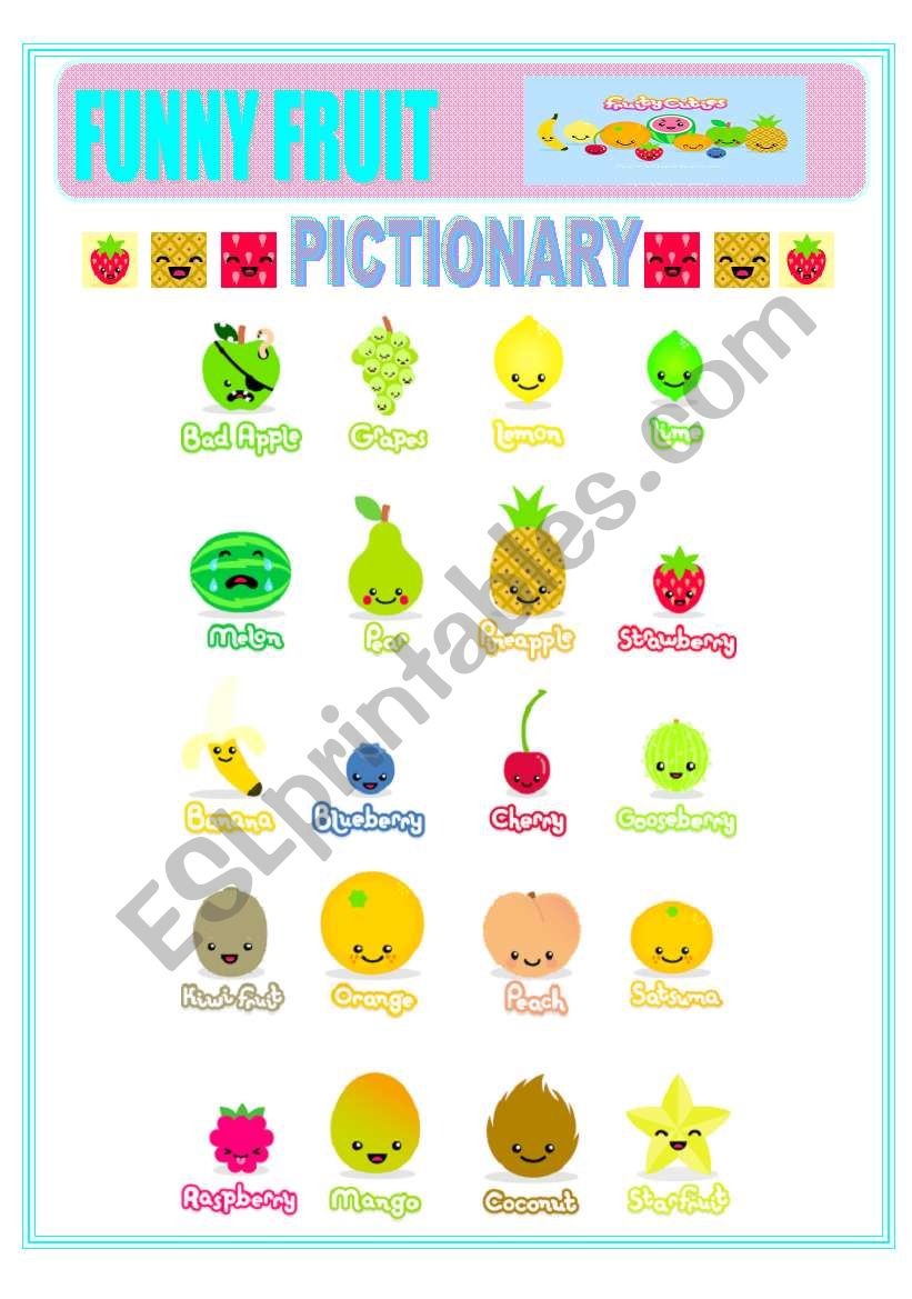 Funny Fruit Pictionary worksheet