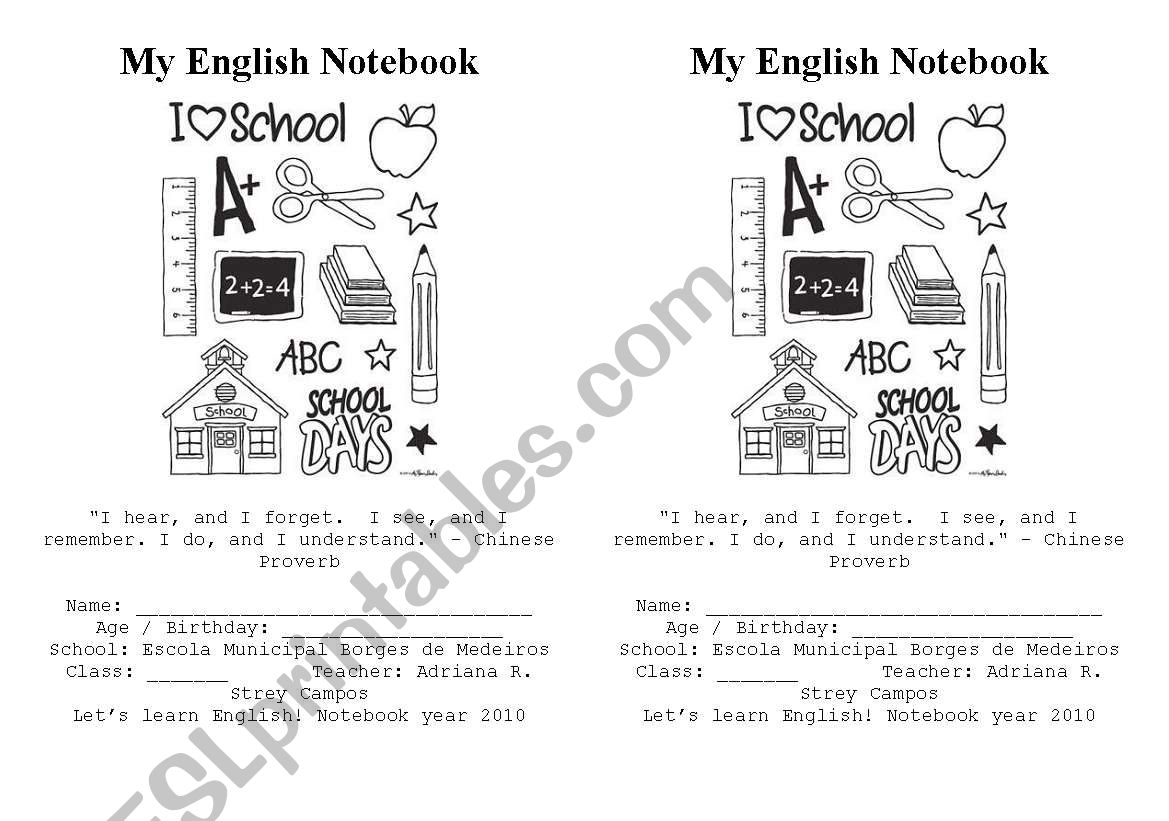 My English Notebook worksheet