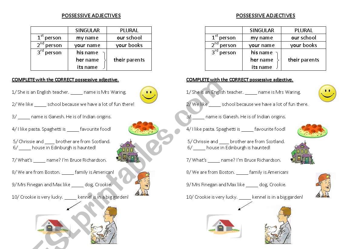 GRAMMAR : POSSESSIVE ADJECTIVES