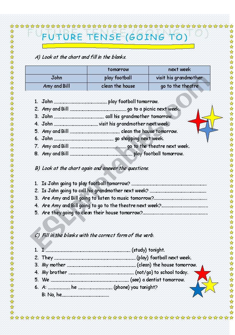 Future Tense (going to) worksheet