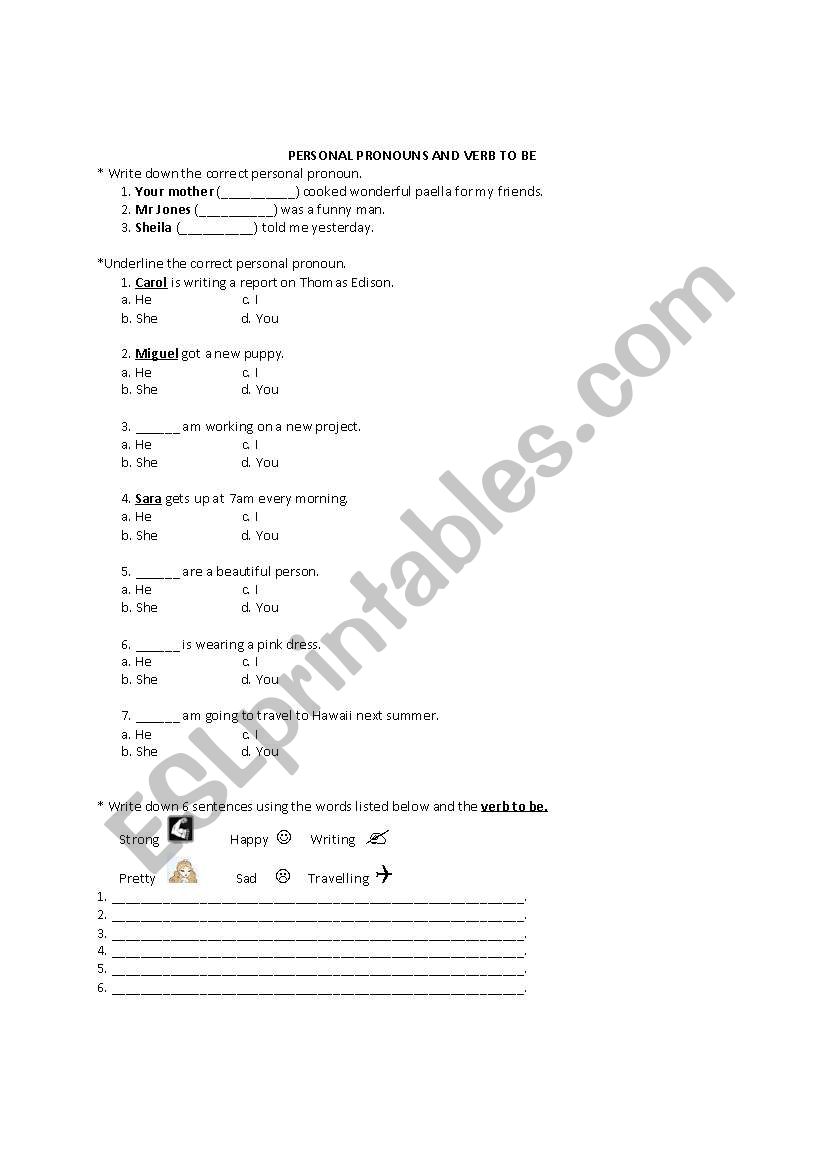 PERSONAL PRONOUNS AND VERB TO BE