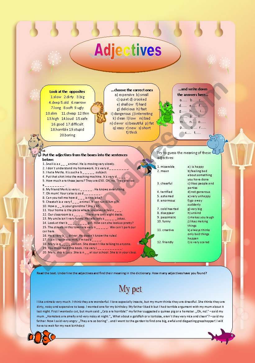 adjectives- revision exercises