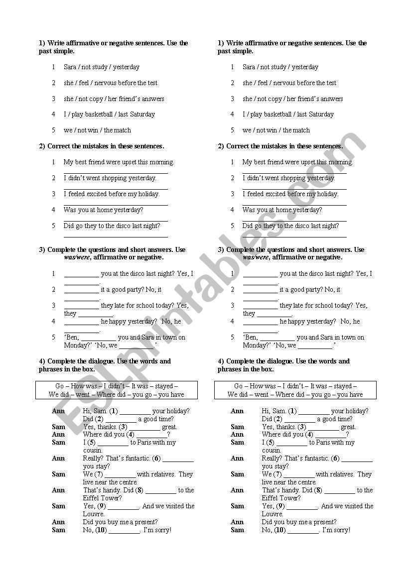 Simple Past Review worksheet