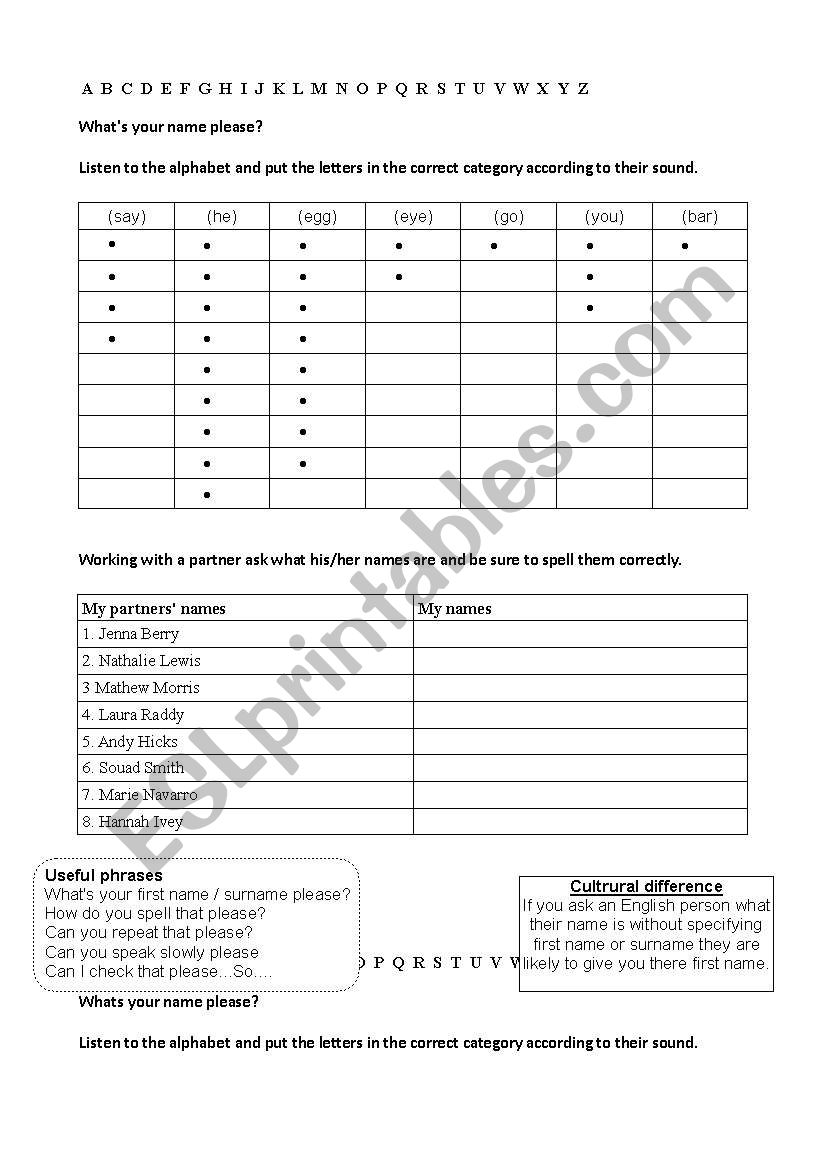 Spell you name worksheet