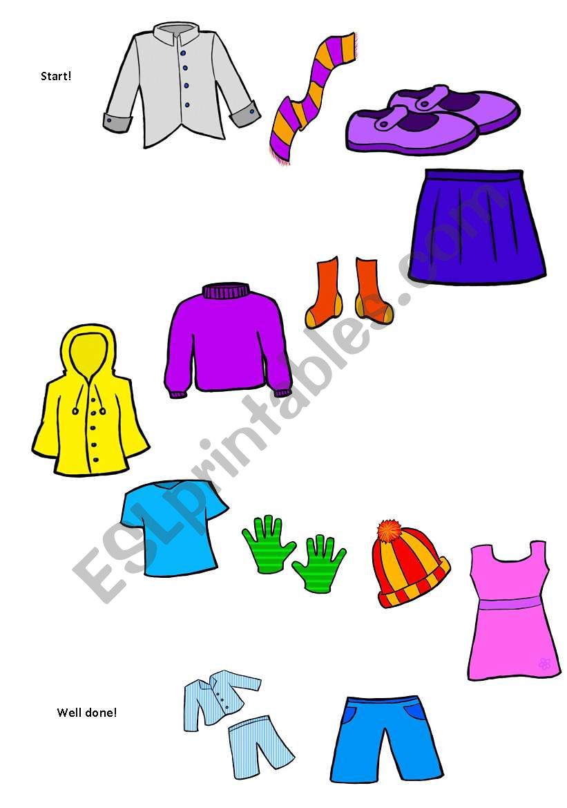 Clothes game worksheet