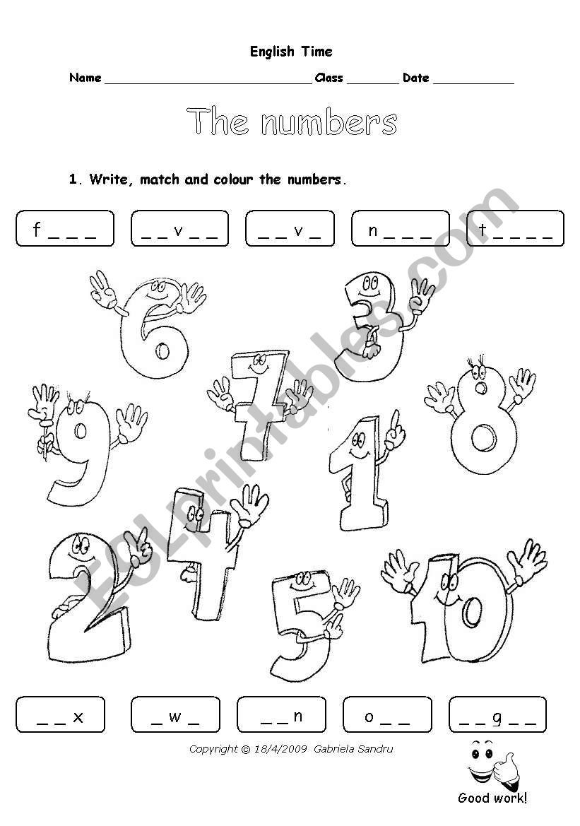 numbers 1-10 worksheet