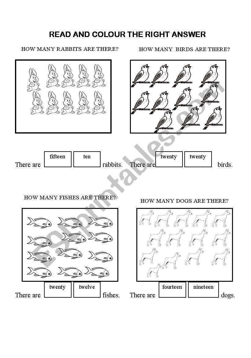 How many animals are there? worksheet