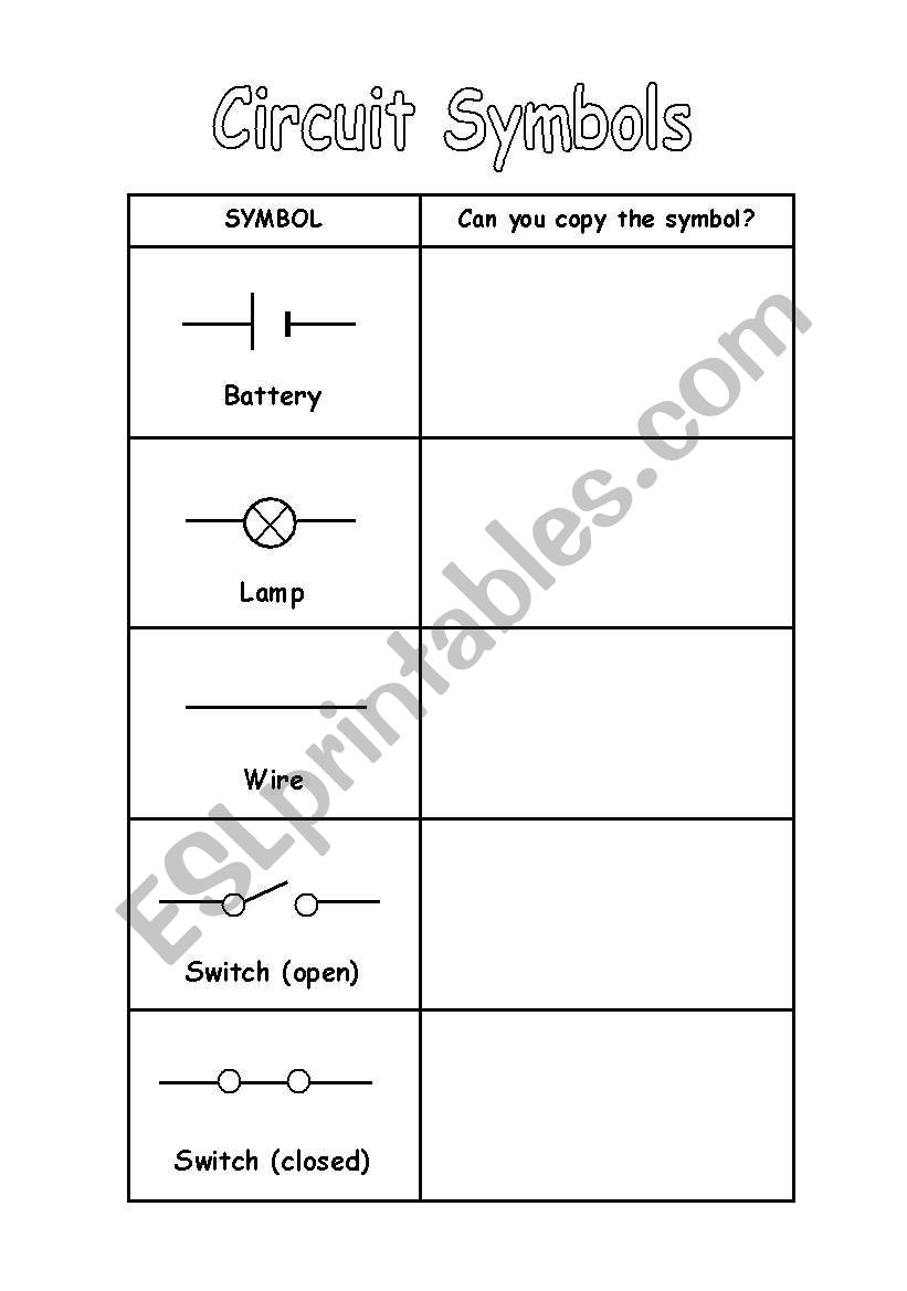 Circuit Symbols worksheet