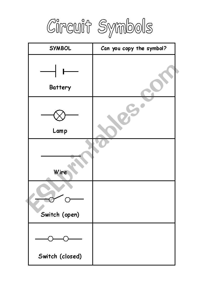 Electrical Circuit Symbols Worksheet Pdf