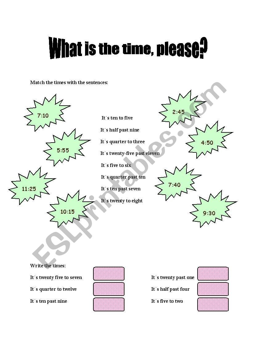 What is the time,please? worksheet