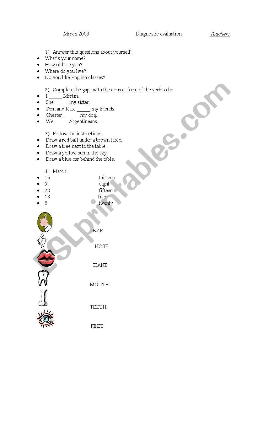 Revision (evaluation) worksheet