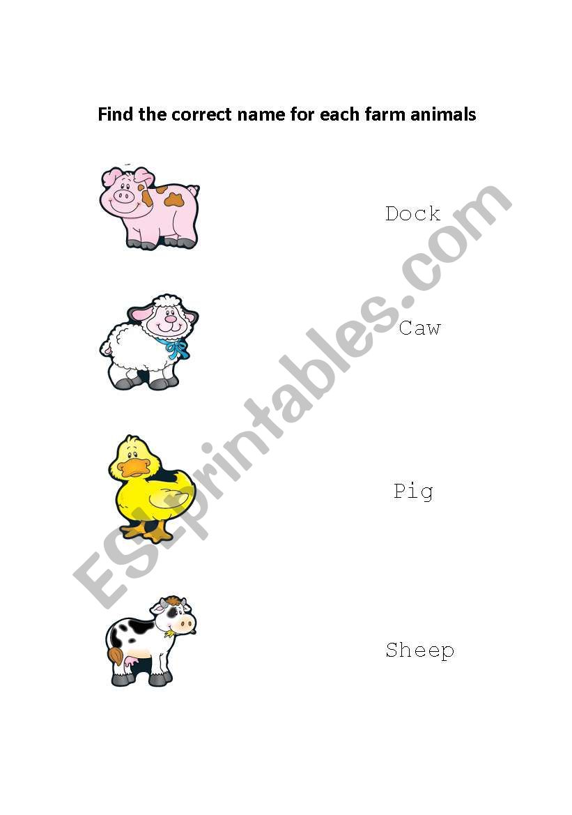 Farm animals worksheet