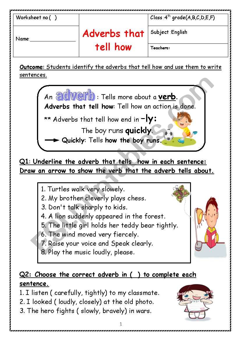 adverbs worksheet