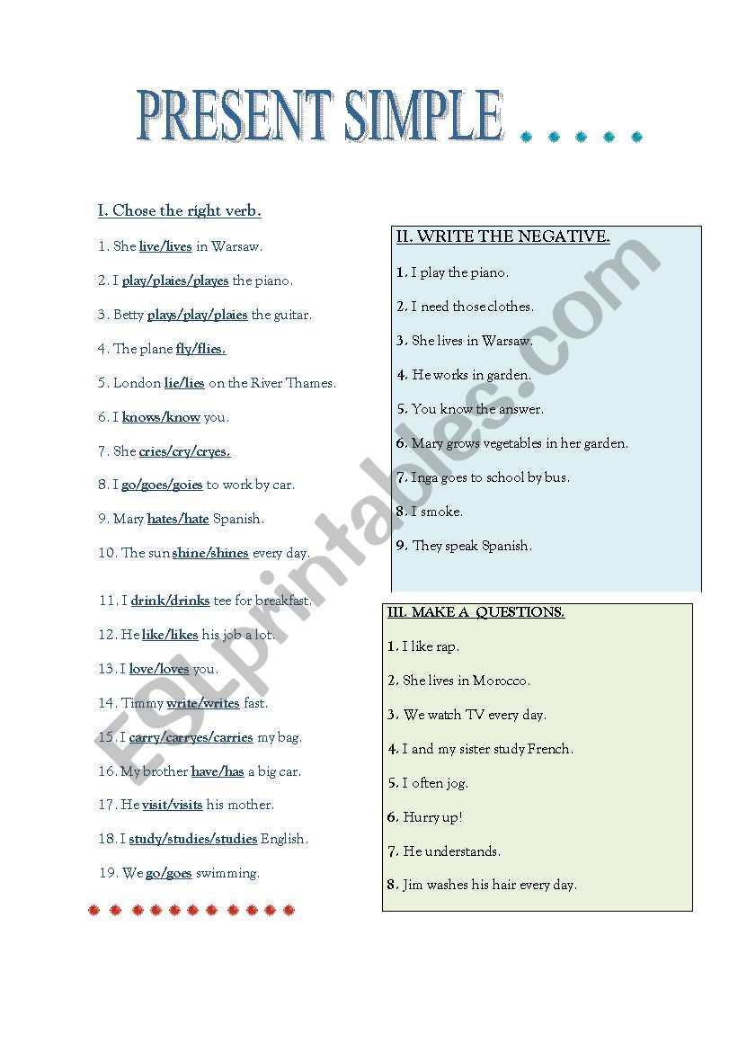 PRESENT SIMPLE worksheet