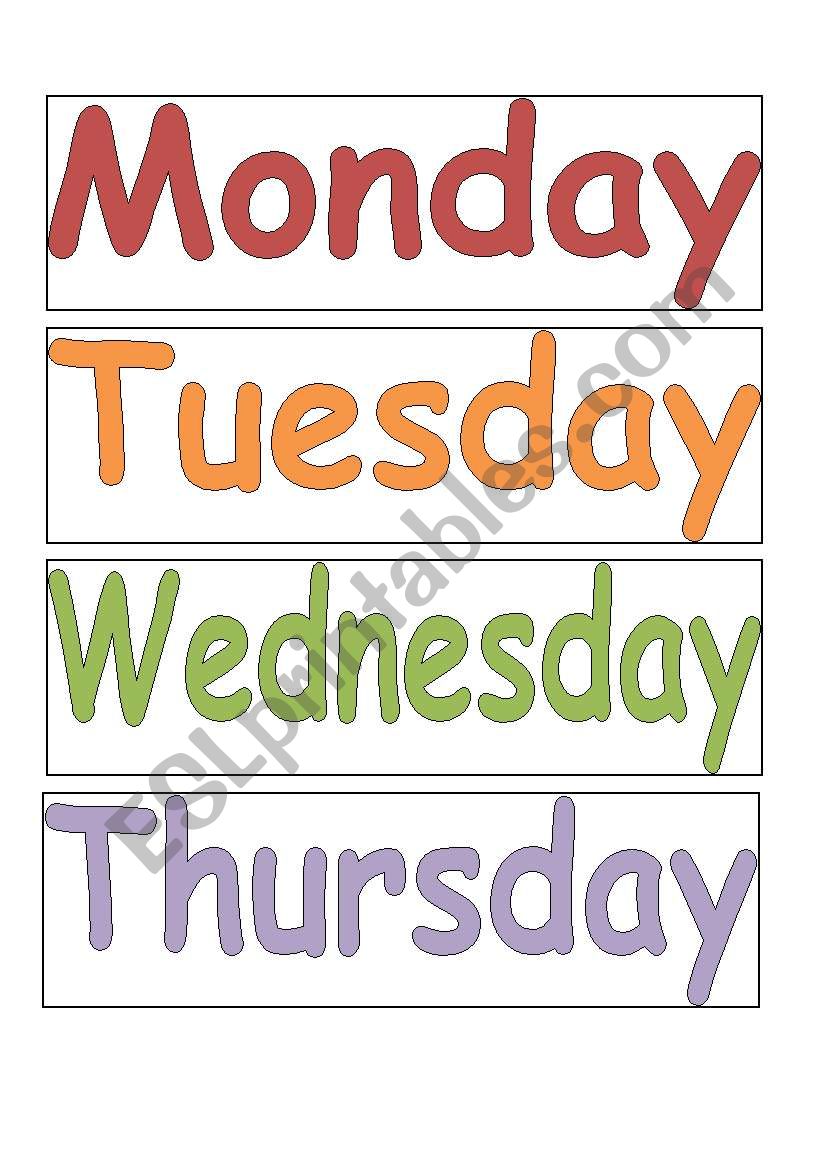 Days of teh week worksheet