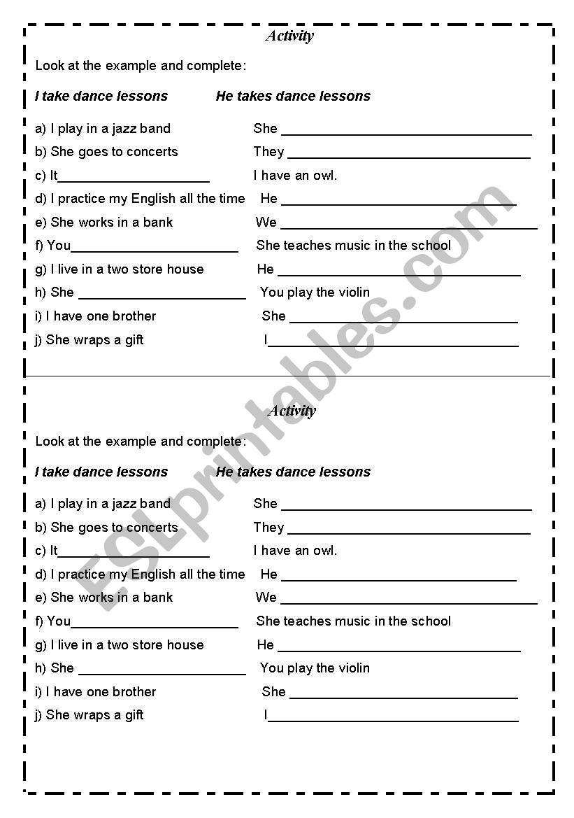 Simple present worksheet