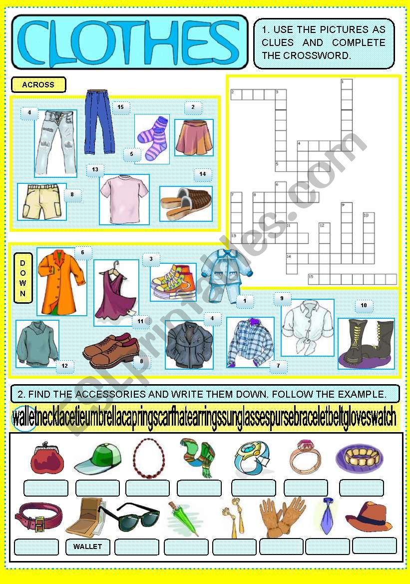 CLOTHES & ACCESSORIES (+ KEY) worksheet