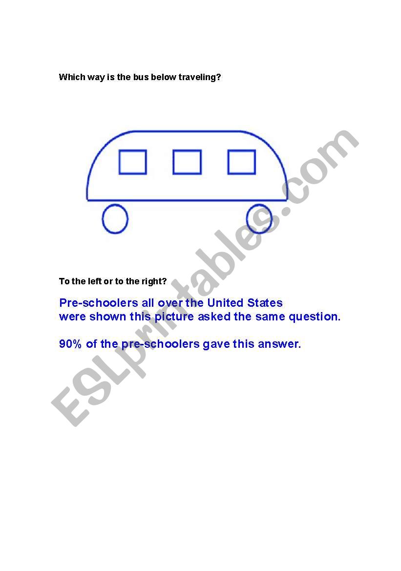 Which was does the bus go? worksheet