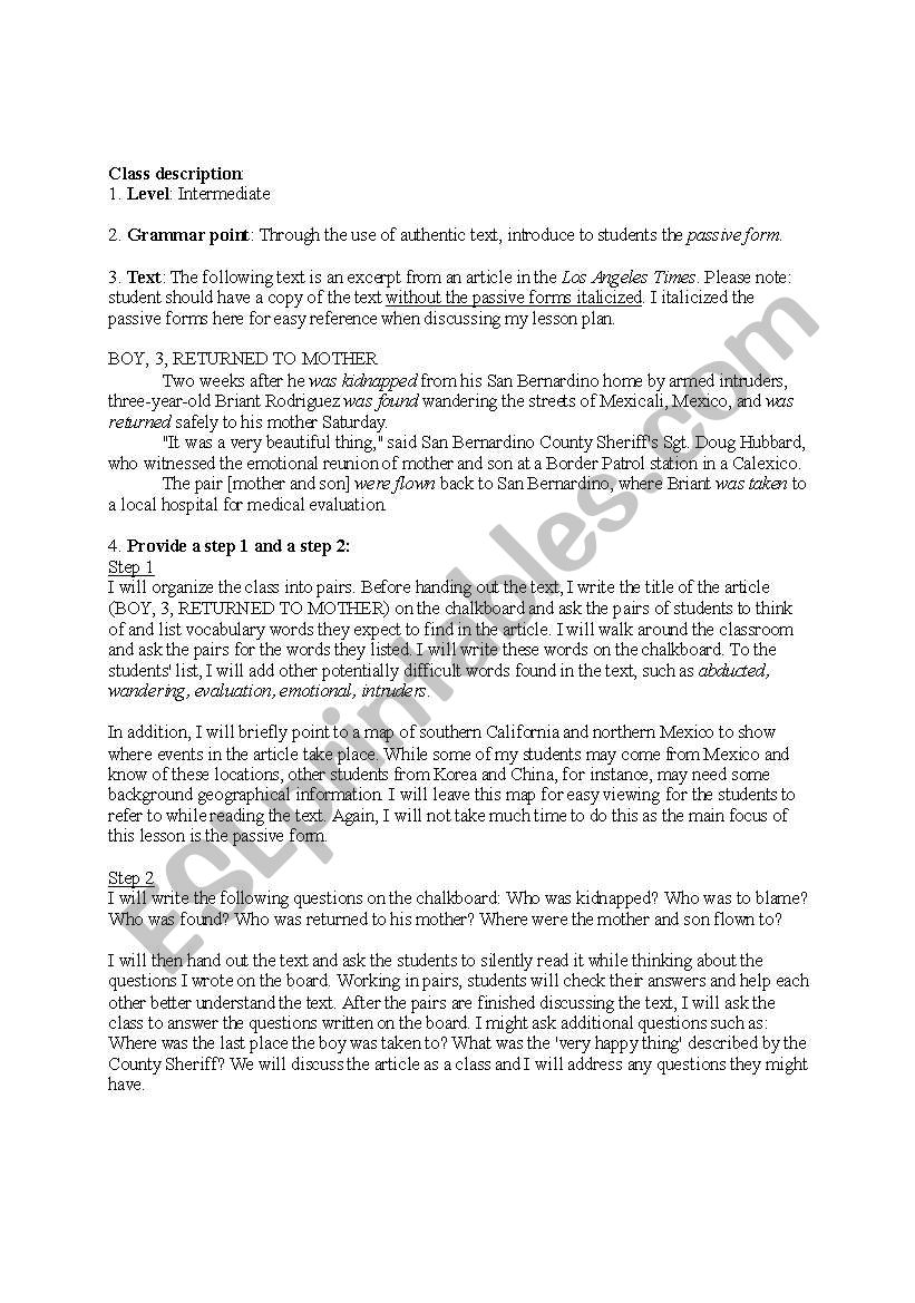 Teaching passive form through authentic text