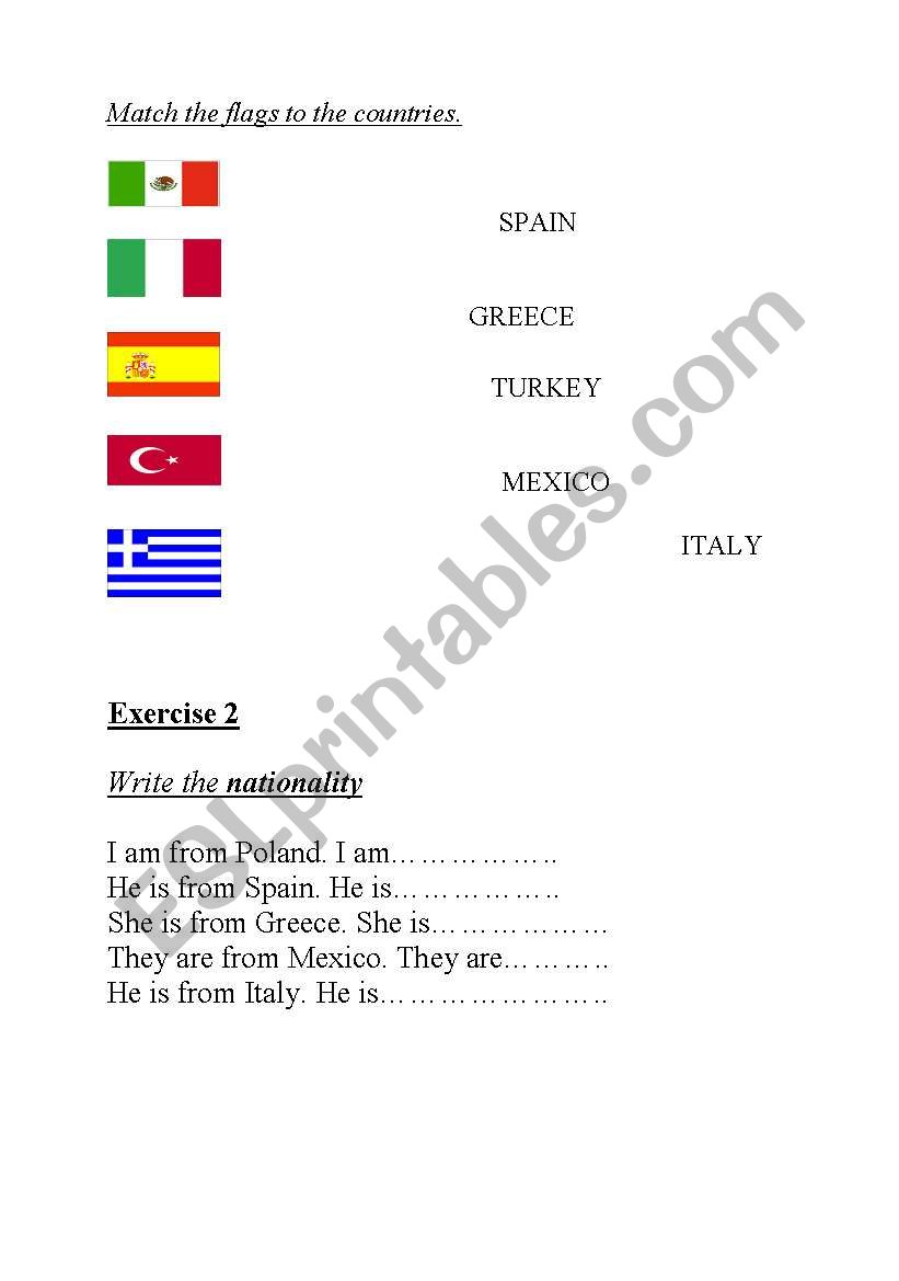 Nationalities worksheet