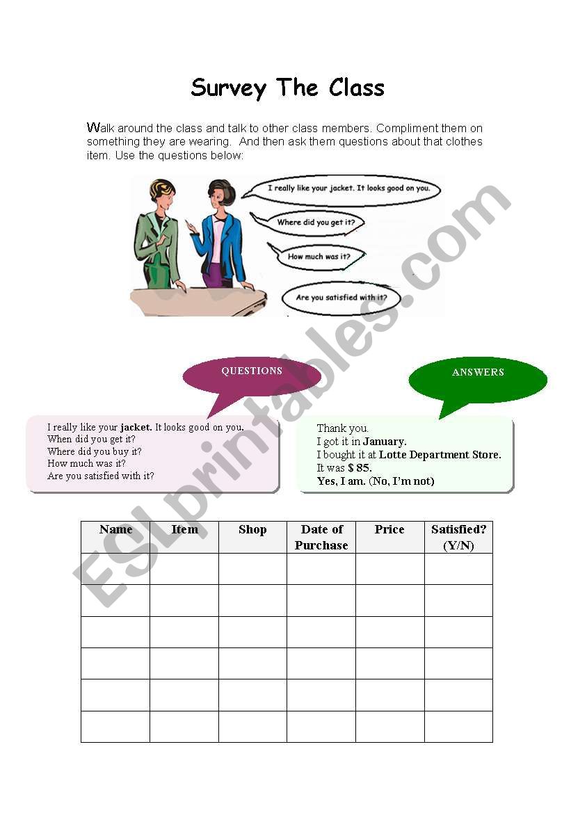 Compliment worksheet