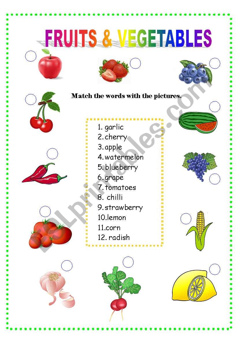 fruits and vegetables worksheet