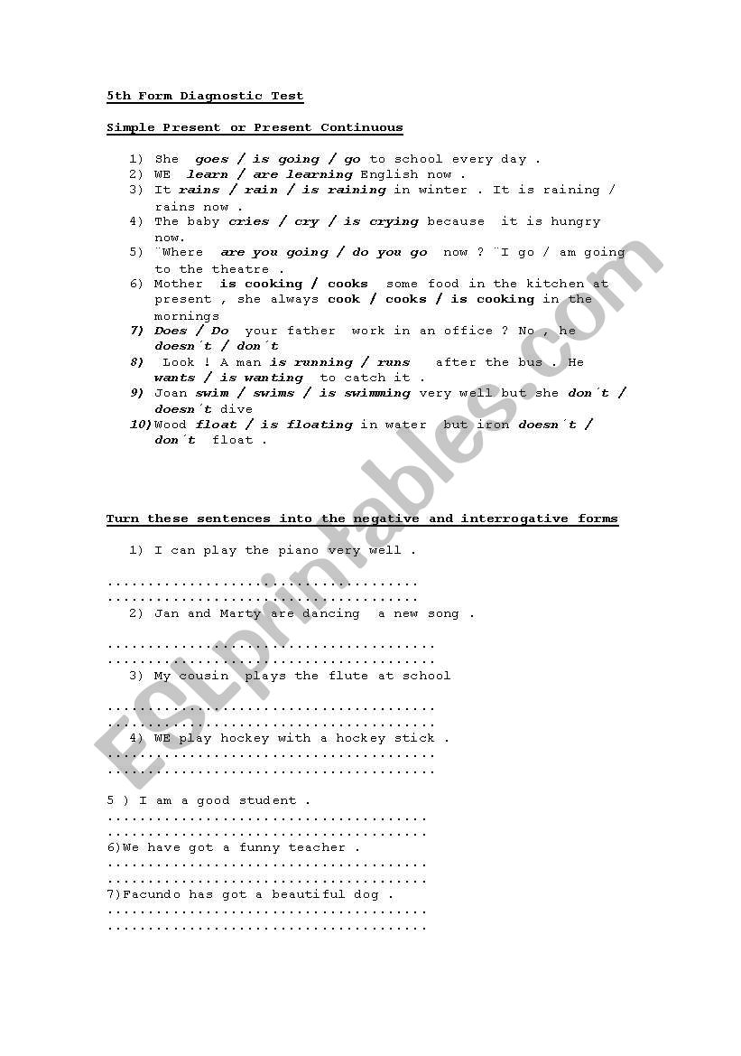 Revision  of  tenses  and possessive adjectives 