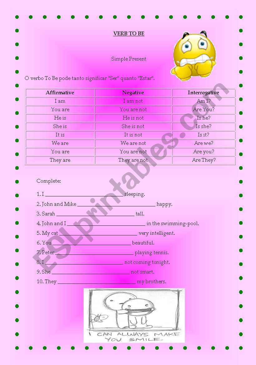 To Be worksheet