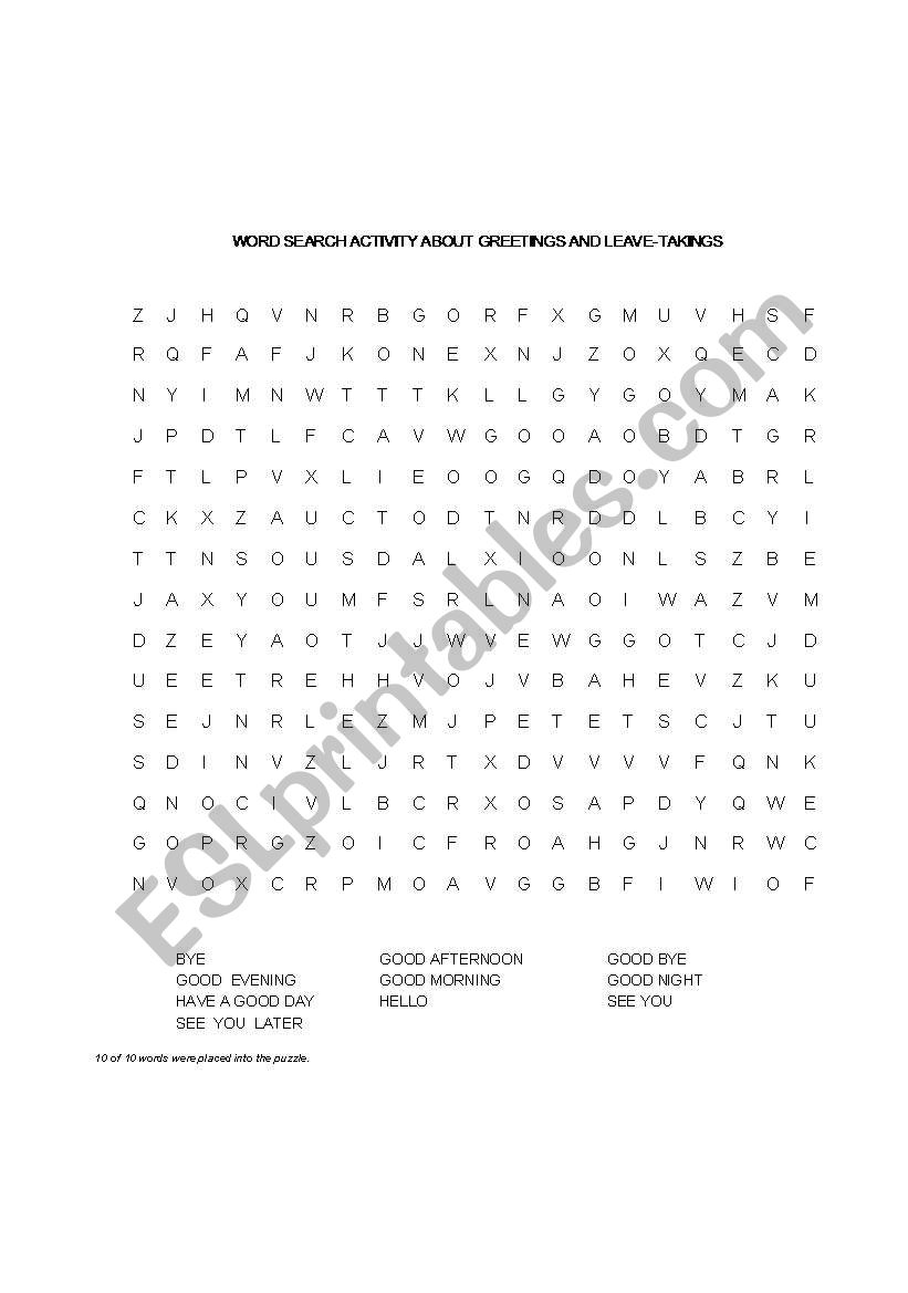 WORD SEARCH ACTIVITY  worksheet