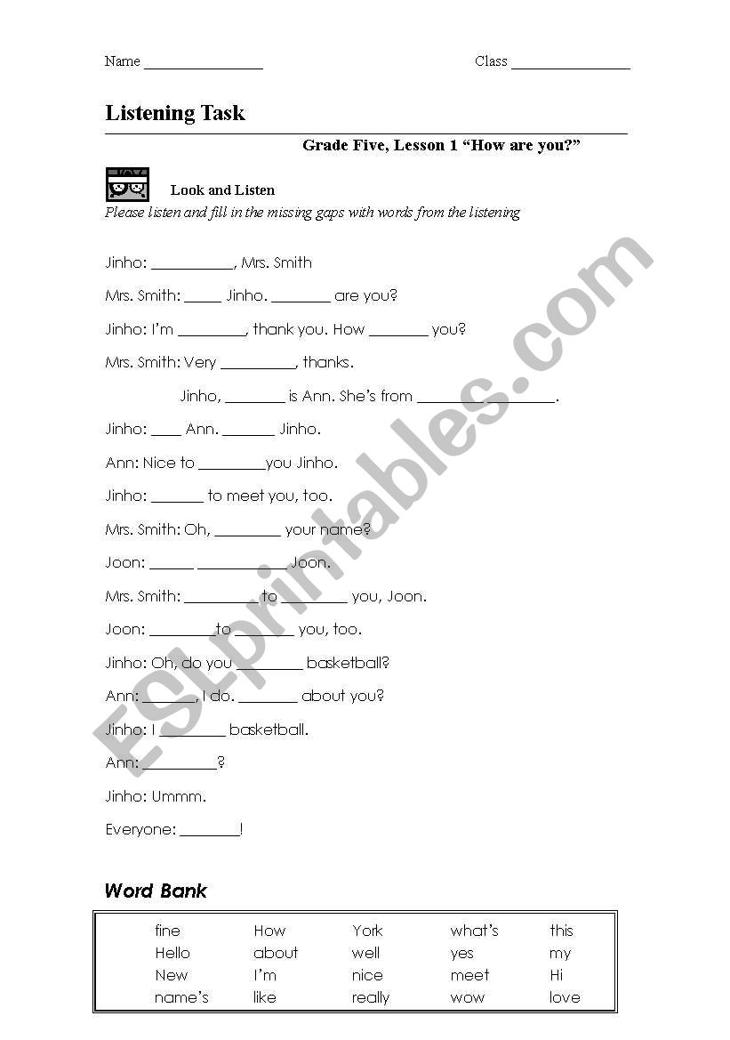 Lesson One  worksheet