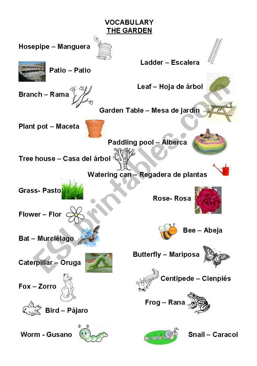 VOCABULARY. THE GARDEN worksheet