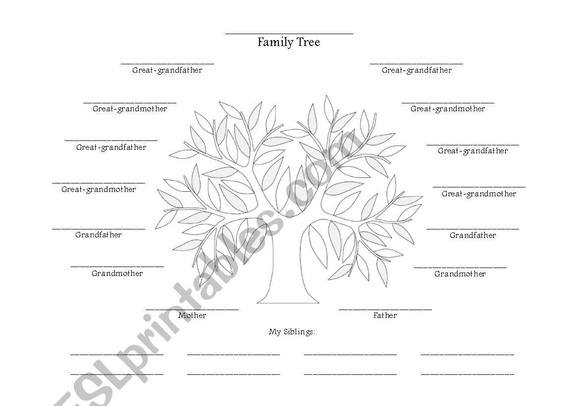 Family Tree Chart worksheet