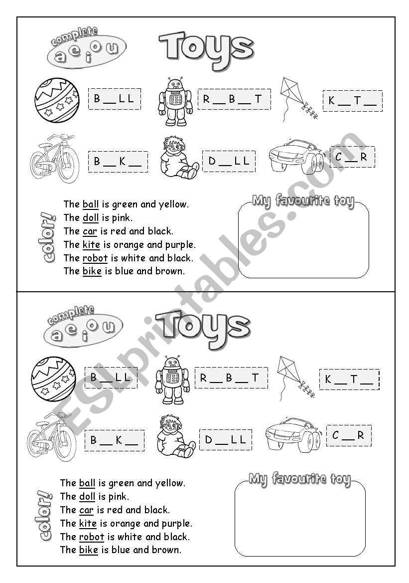 Toys worksheet