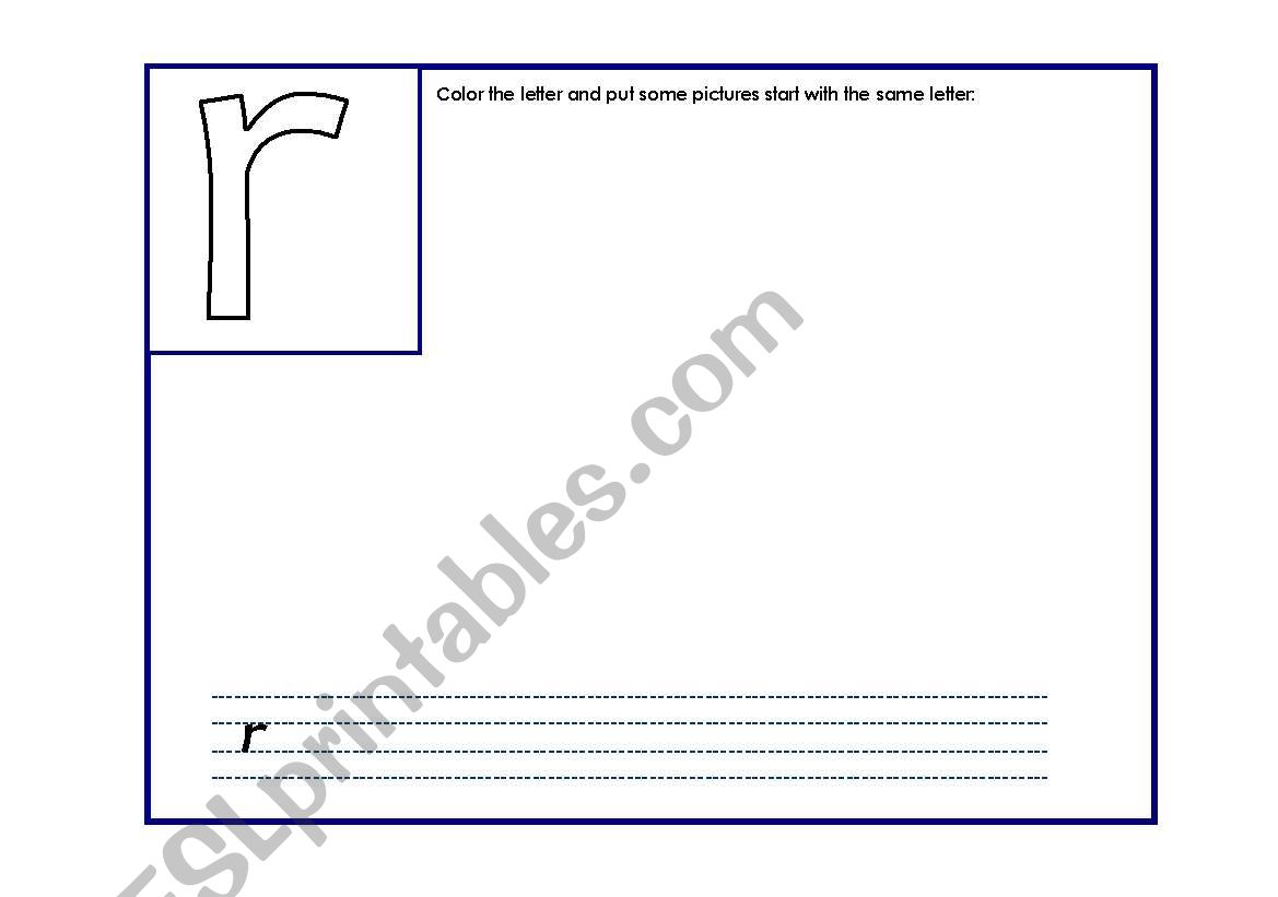 the letter r  worksheet